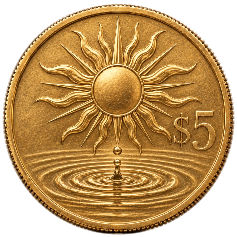 Sun wishing coin